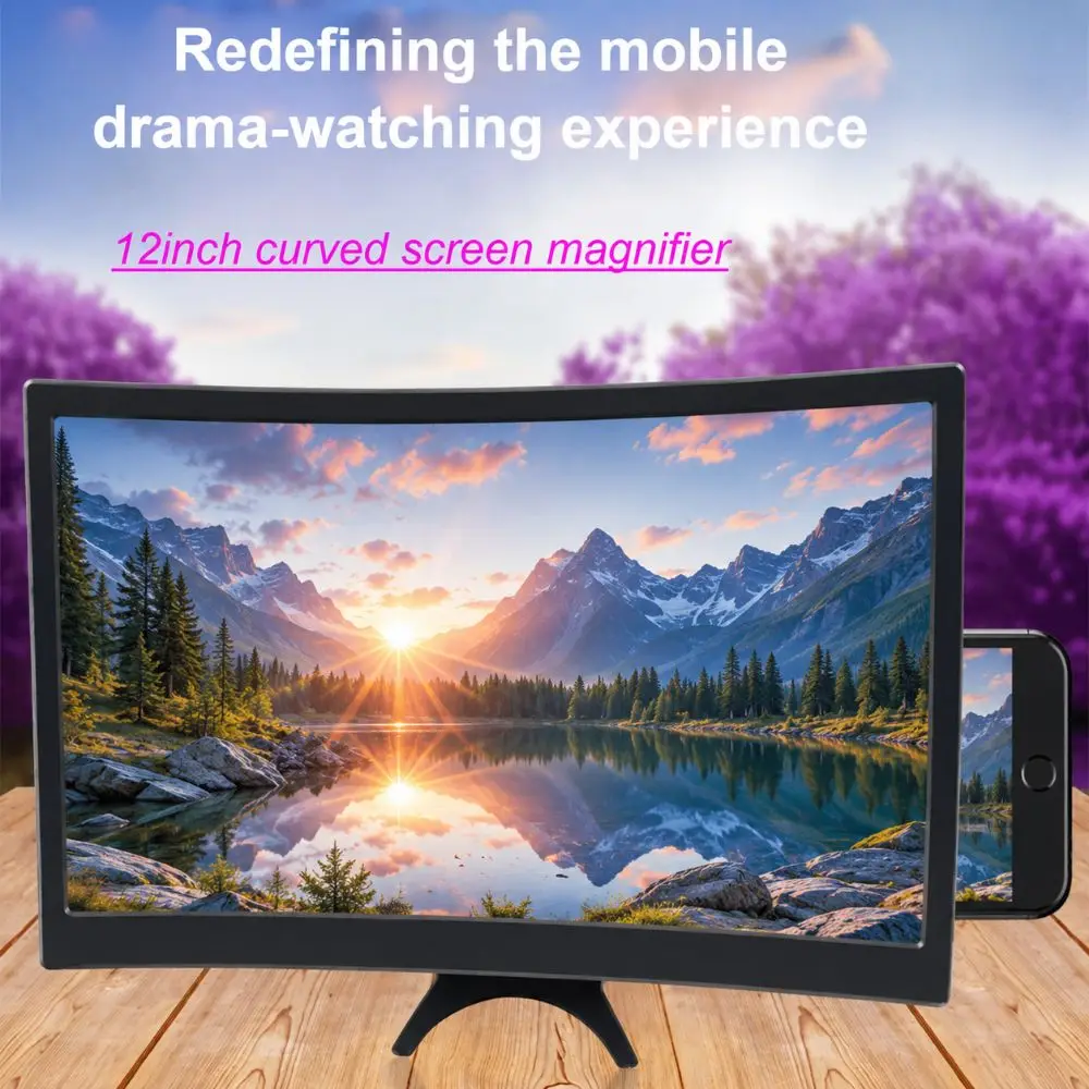 1Pcs 12Inch Phone Screen Magnifier 2-4X Zoom 1200R Curved Screen Smartphone Screen Enlarger Ultra Clear HD Blue Light Filter