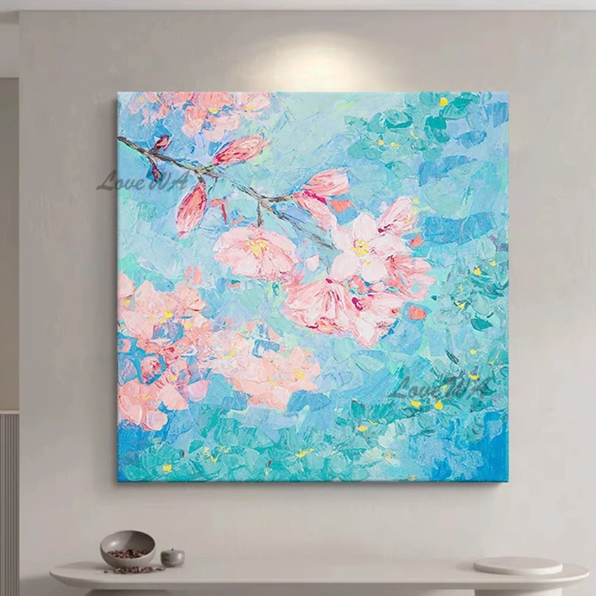 

Китай импортирует домашний декор, современная розовая абстрактная картина маслом с цветами, без рамы, современный настенный холст, фотографии для гостиной