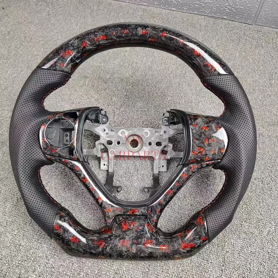 

For 2012-2015 Honda Civic 9th GEN Carbon Fiber Steering Wheel Perforated Black Leather Customized