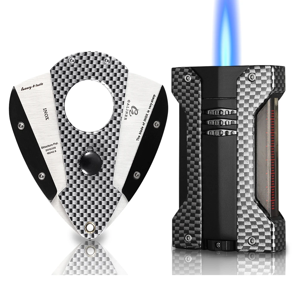 

GALINER Professional Cigar Cutter Lighter Set New Tobacco Knife Clipper Metal Butane Torch Lighter Luxury