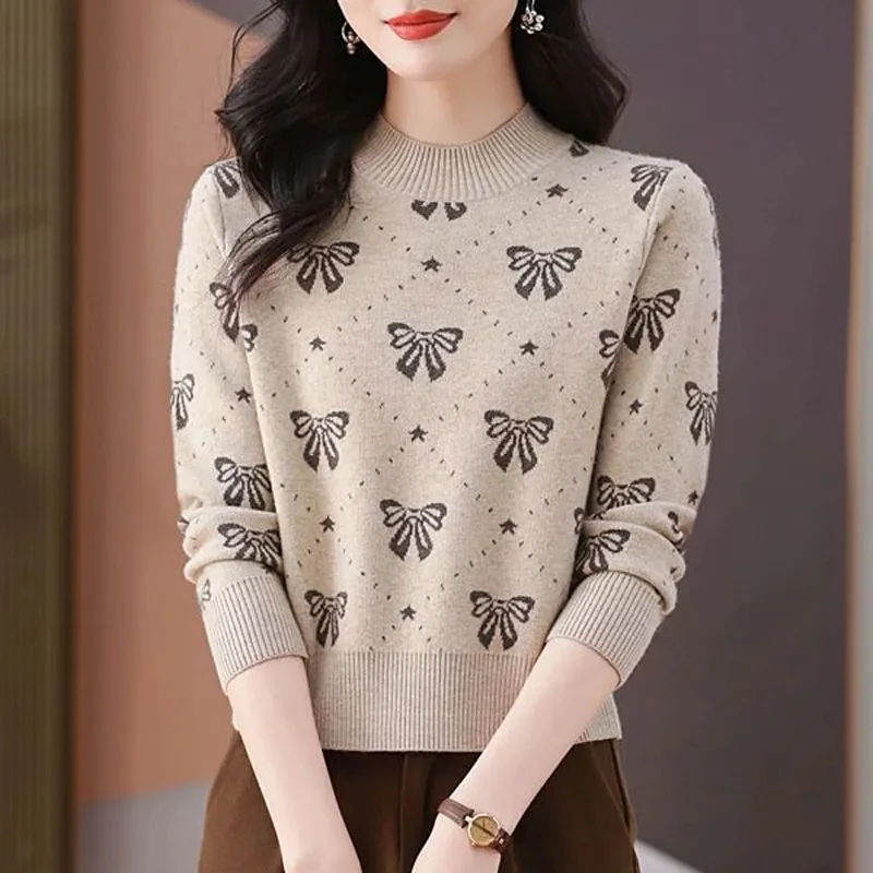 

Женский осенне-зимний вязаный свитер. Женское пальто высшего качества. Женский пуловер с полувысоким воротником. Теплая рубашка с длинными рукавами.