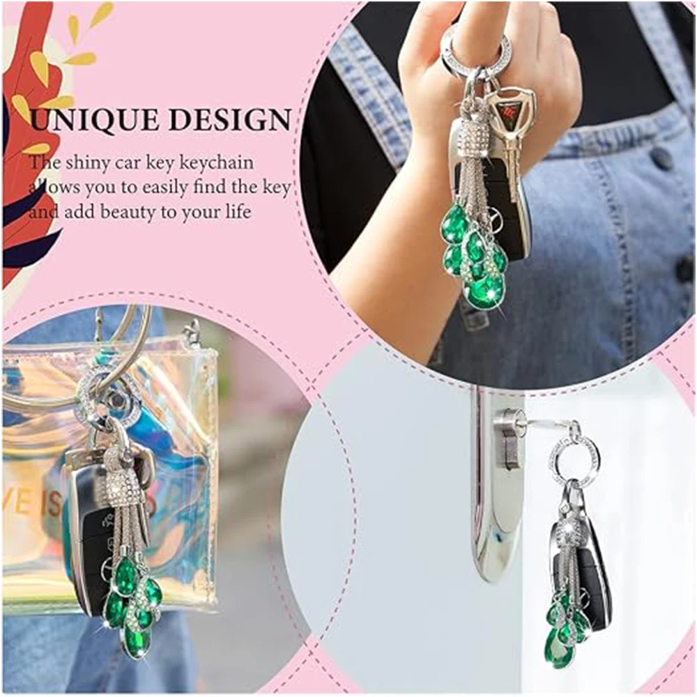 Glitzernder Schlüsselanhänger für Frauen Geschenke Auto-Handgelenkschlaufe Schlüsselketten Kristall-Lanyard Strass-Anhänger DIY-Basteleien – Detail 5