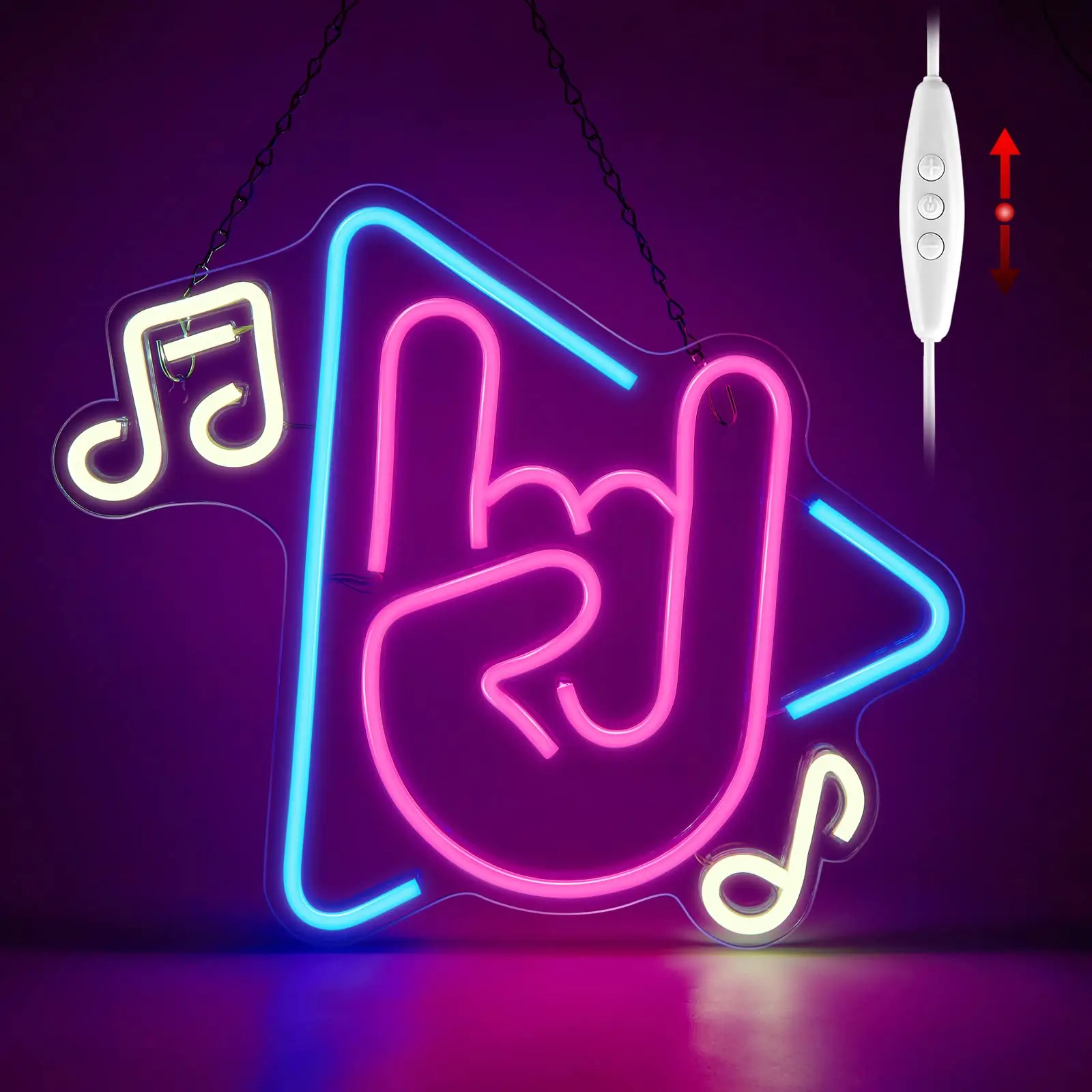 

Music Neon Sign Brightness Adjustable Music LED Light Sign USB Powered Neon Light Sign for Bedroom, Music Studio, Game Room