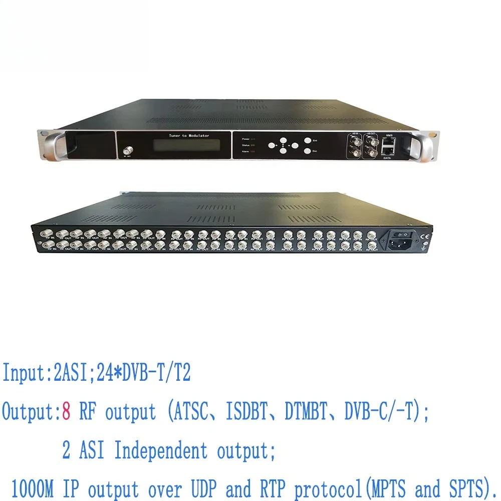 Digital Front End Equipment 24 Channels DVB-T T2 Tuner to 8 Carriers   Isdb-t Dvb-t Atsc Dvb-c Modulator