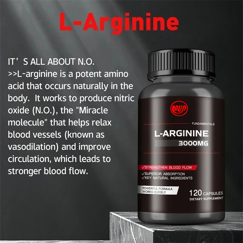 L-Arginine Capsules, Boosts Muscle Mass, Energy, Endurance, Improve Blood Circulation