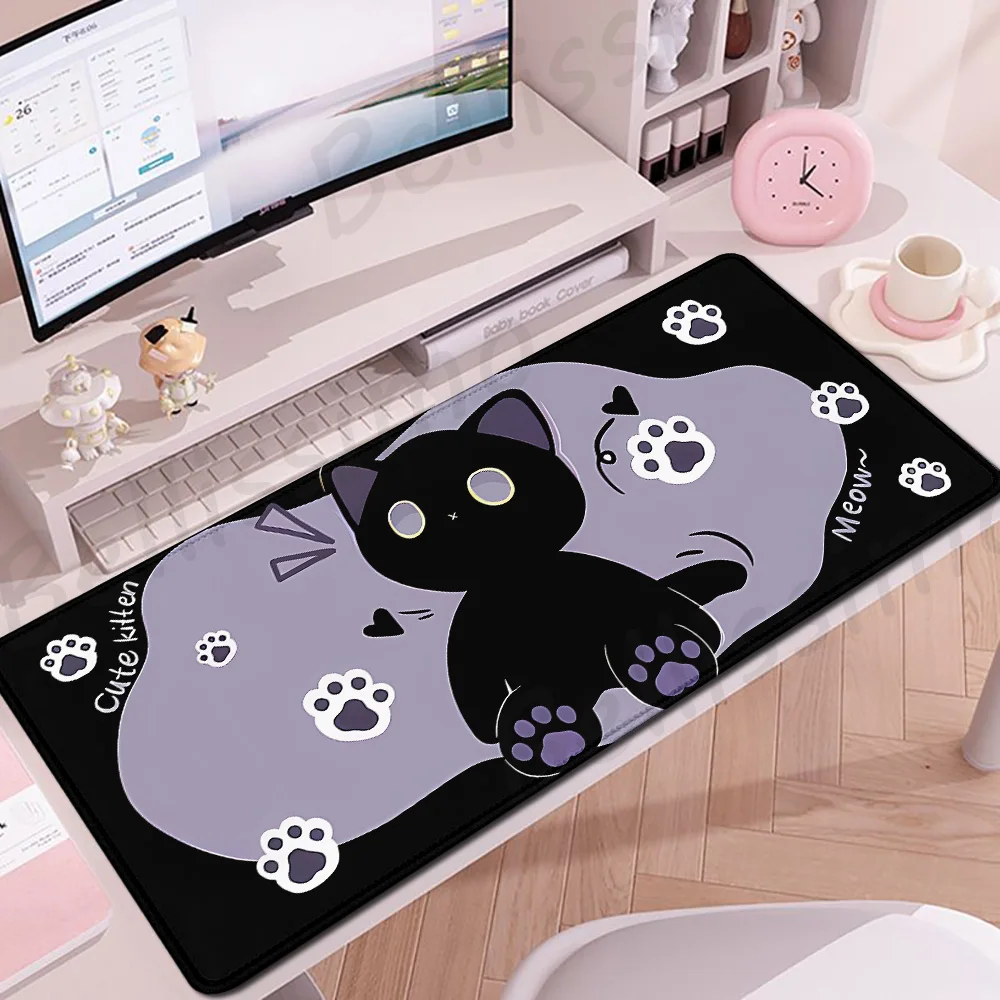 

XL Cute Animal Mouse Pad Art Black Cat Mousepad XXL Keyboard Mats Large Gaming Desk Mat Office PC Table Pads Computer Mause Pad