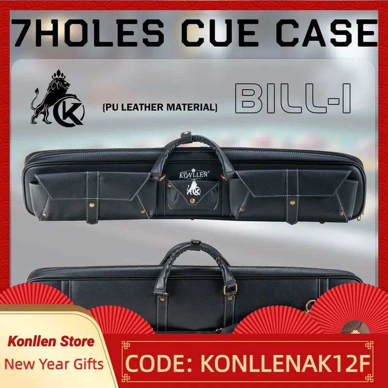 

KONLLEN Pool Cue Cse 7 holes PU Leather Pool Stick Case Holds 3 Butts and 4 Shafts Billiard cue case