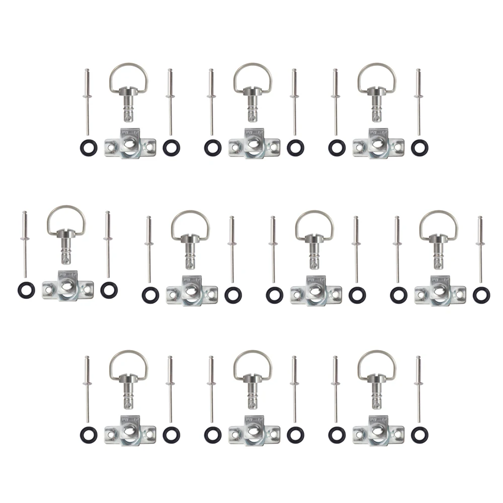 10 Sets 17mm Motorcycle Quick Release D-RING 1/4 Turn Race Fairing Fasteners Rivet 17mm 10Sets