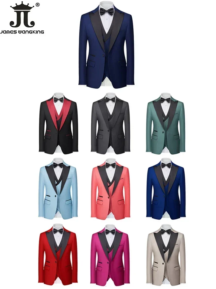 ( Jacket + Vest + Pants ) Have Smoking Mens Official Business Suit Three -piece Set Groom Wedding Dress Party Tyranian Suit Male