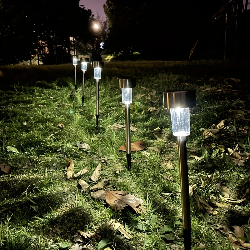 Enhance Your Outdoor Space with 5pcs Elegant Stainless Steel Solar Lawn Lights - Weather-Resistant Ground Plug Lamps