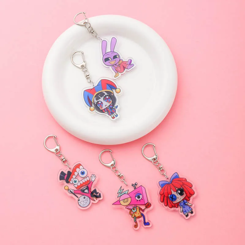 Anime The Amazing Digital Circus Acrylic keychain Accessaries Cartoon Funny Bag Pendant Charm Car Cute Keyring Friends Gifts