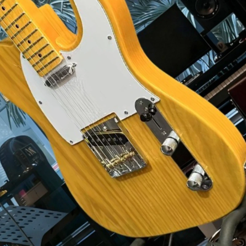

Gift Christmas Yellow Stripe-TLE Electric Guitar Ash Body Rosewood Fingerboard Free Shipping