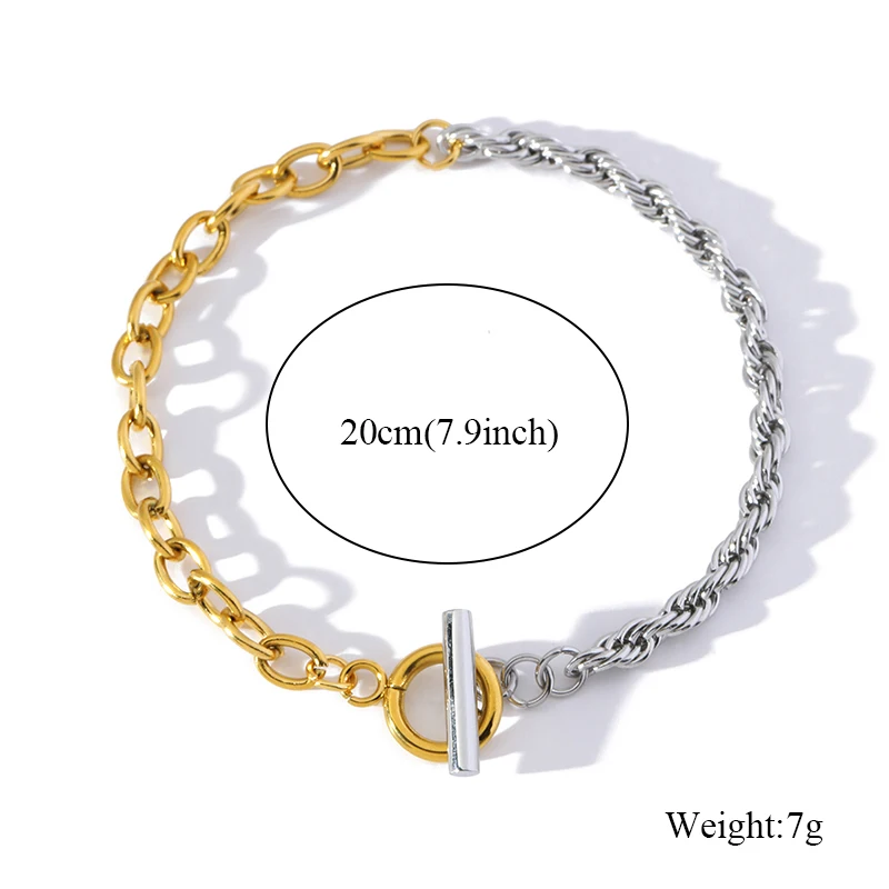 EILIECK 316L Edelstahl Metall 2-Farben-Ketten-Halsketten-Armband-Set für Damen Neue Mode Wasserbeständiges Schmuckset Geschenk – Detail 9