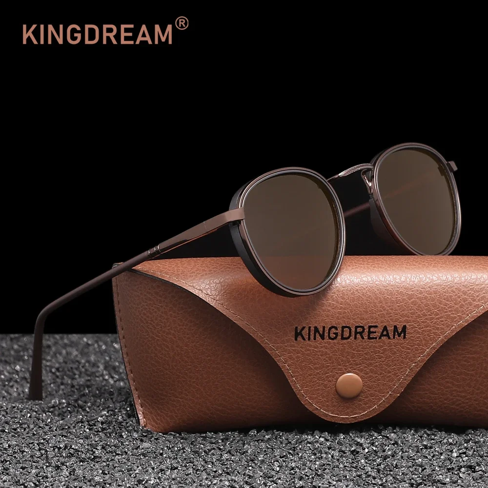 KINGDREAM Polarized Sunglasses Round Frame Men Women Design Retro UV400 Glasses Anti-glare Causal Driving Eyewear