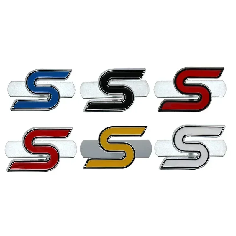 

3D Metal S Logo Front Grille Emblem Badge Car Rear Trunk Stickers For Ford Focus Fiesta Escape Ecosport Kuga Mondeo Accessories