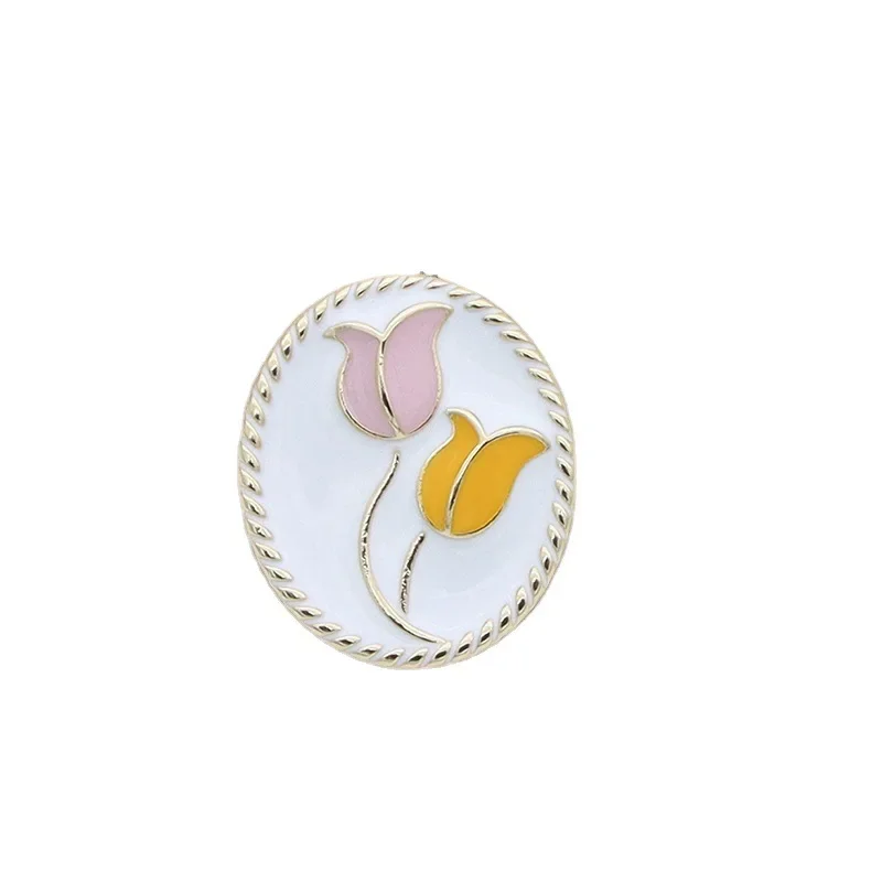 5 pezzi Vintage eleganti bottoni a tulipano bottoni ovali con gambo in metallo bottoni floreali decorativi accessori per vestiti da donna