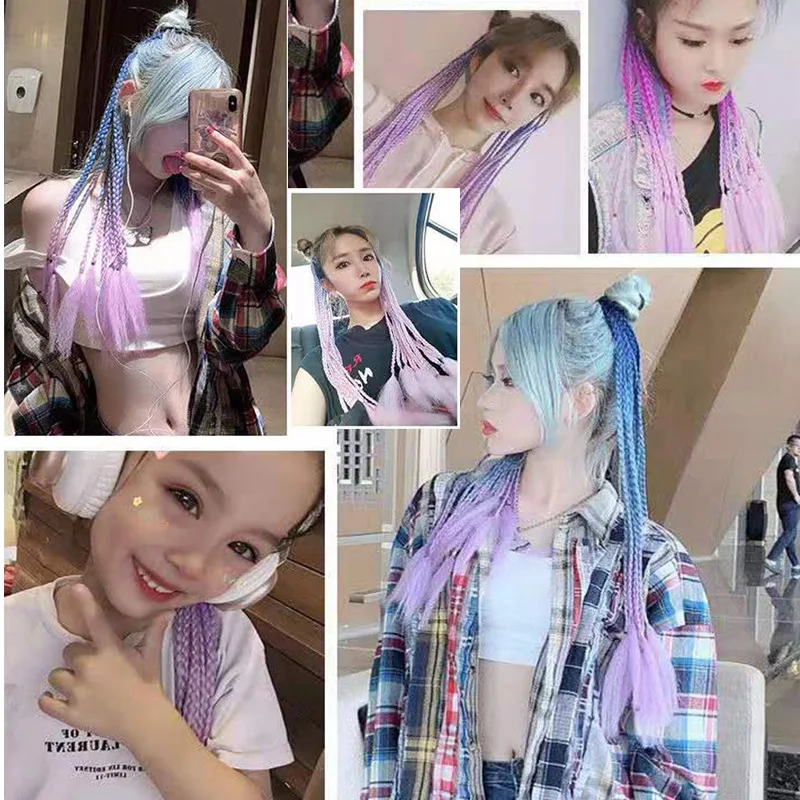 

Wholesale European And American Dirty Braids Ponytail For Women Colorful Chemical Fiber Ethnic Style Rubber Band Small Braids
