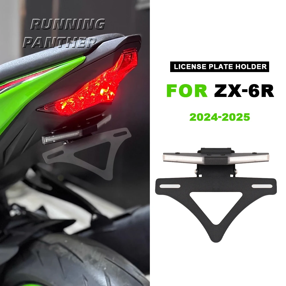 

2024- Motorcycle Tail Tidy Fender Rear Tail Bracket License Plate Holder LED Light Turn signals For Kawasaki Ninjia ZX-6R ZX 6R