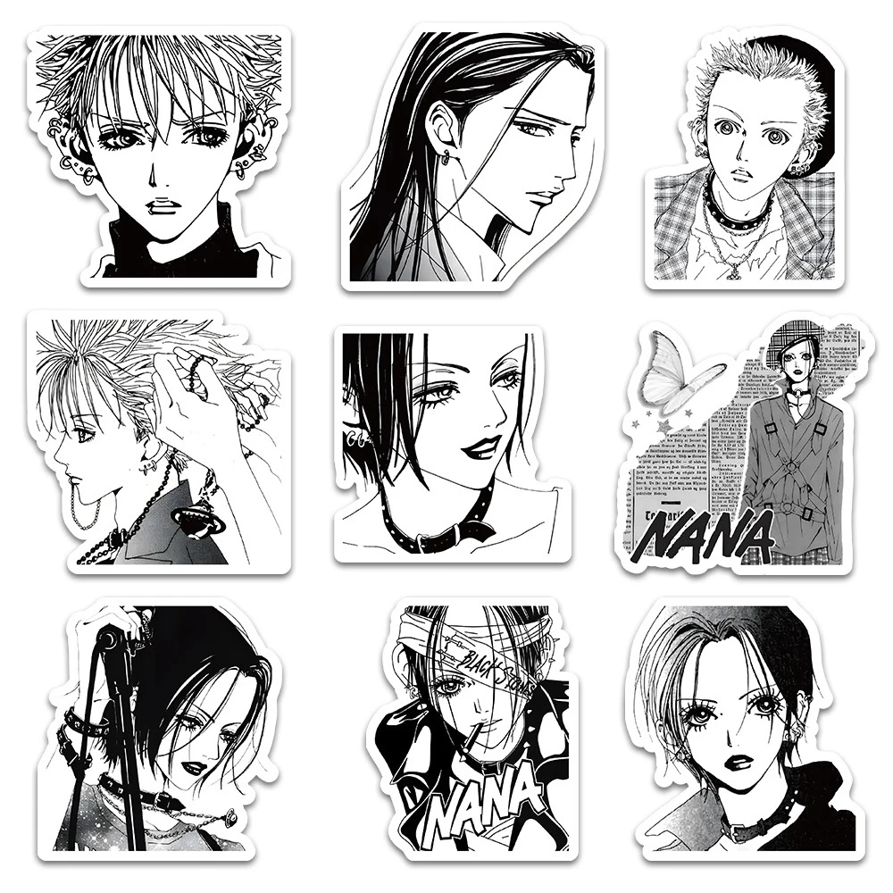 10/30/60pcs NANA Zwart Wit Anime Stickers Classic Cool Manga Meisje Graffiti Sticker Skateboard Telefoon Notebook decals Decoratie