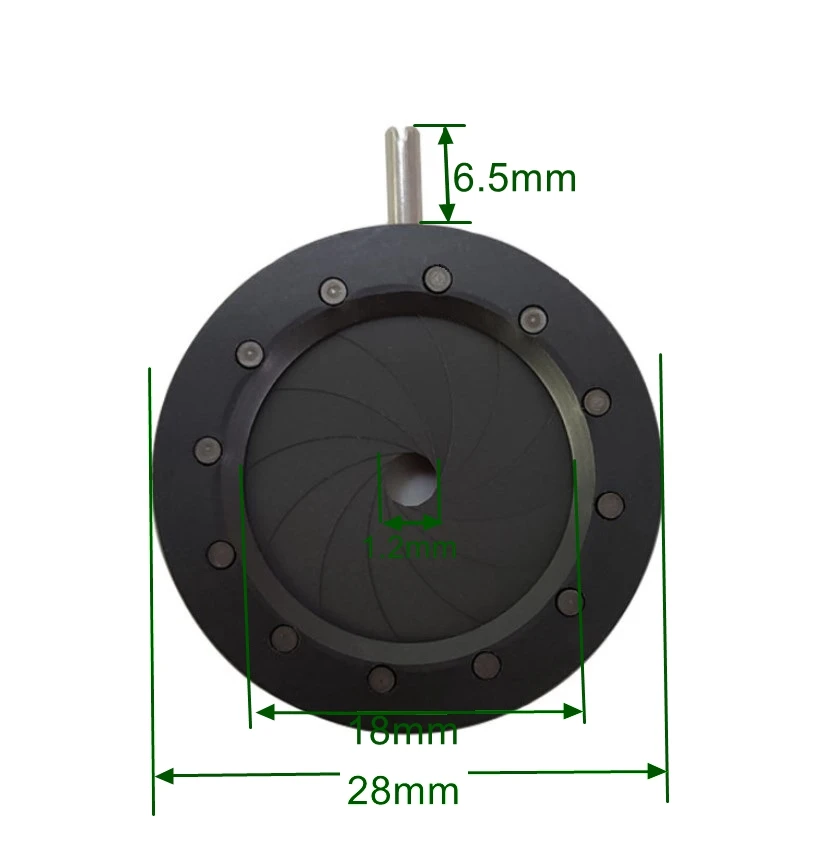 

1.2-18mm Mechanical Diaphragm Iris Range Adjustable Aperture Microscope Zoom Condenser Halo Camera Optical Module