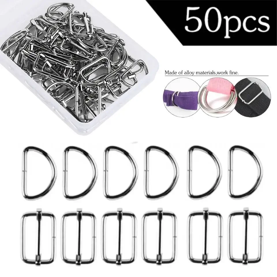 

KAOBUY 25 шт. D-образные кольца + 25 шт. металлических прямоугольных регулирующих триглидов, скользящая Пряжка для фотобумажника 25 мм