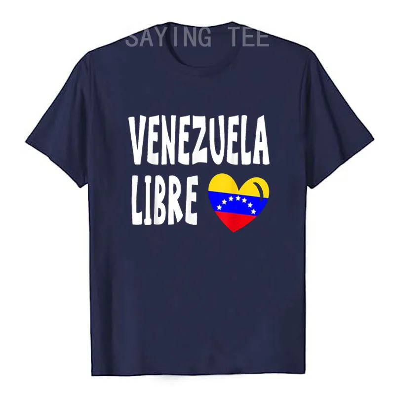 Venezuela Libre Flag Venezuela Pride Gift T-Shirt Humor Funny Heart Venezuela Lover Graphic Tops Short Sleeve Blouses Saying Tee