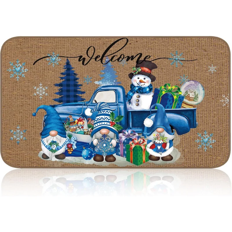 

Merry Christmas Winter Floor Mat Outdoor Indoor Snowman Dwarf Snowflake Decorative Door Mat