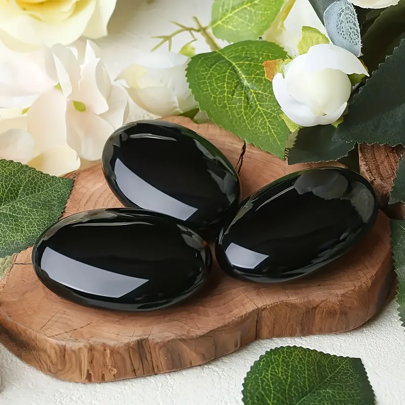 1pc Natural Obsidian Polished Palm Stones - Home Decor, Perfect Gift Choice for Valentine's Day, Easter, Christmas