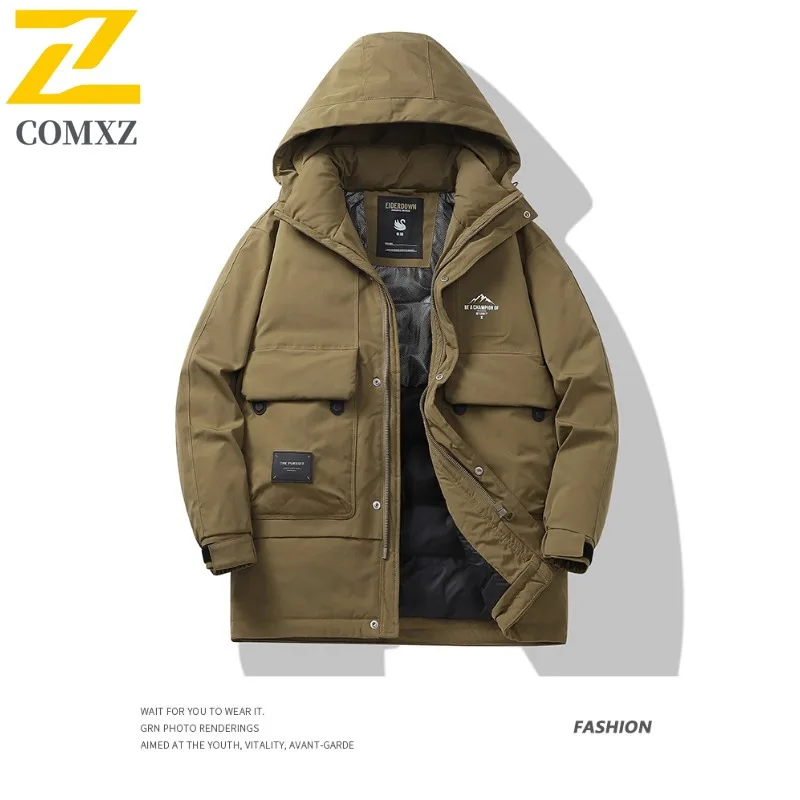 COMXZ Men Bread Jacket Winter Outdoor Snow Trekking Windproof Lightweight Climbing Padded Jacket Stylish Travel Winter Padding