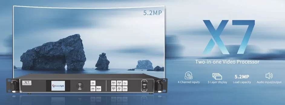 Colorlight X7 led processor load 5 million, with a maximum 8192x 4096; Supports 3 screen zooming COLORLIGHT