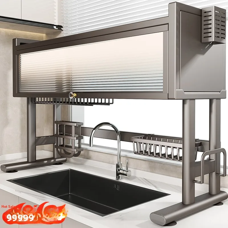 

Пылезащитная подставка-органайзер для кухонной раковины с дверцей, для столовых приборов и кухонной утвари, креативный дизайн