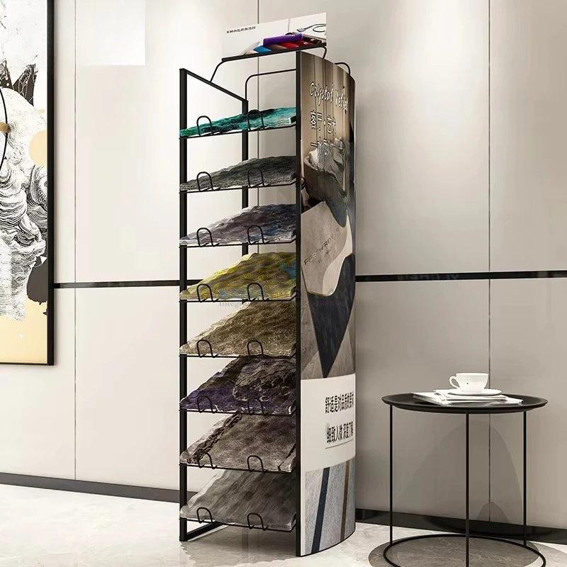 &c Factory Direct Custom High-Capacity Multi-Layer Angled Metal Carpet Display Rack: Multi-Compartment for Rug & Textile