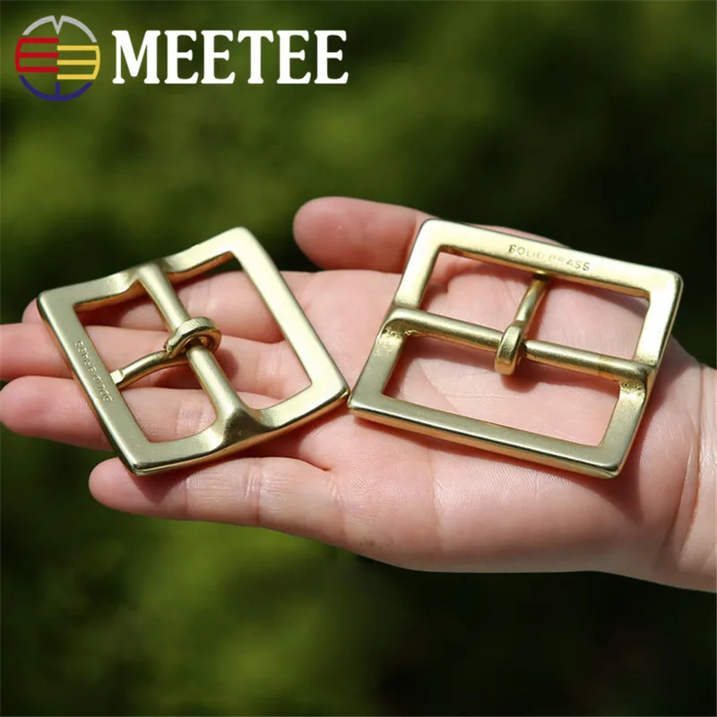 Meetee 40/45mm Pure Copper Belt Buckle Stainless Steel Metal Belts Buckles Head Needle Pants DIY Jeans Waistband Accessories