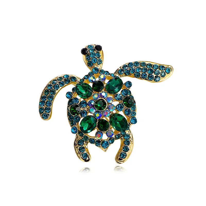 Fashionable Vintage Rhinestones Turtle Brooches Creative Personality Animal Pins Badges Banquets Accessories Corsage