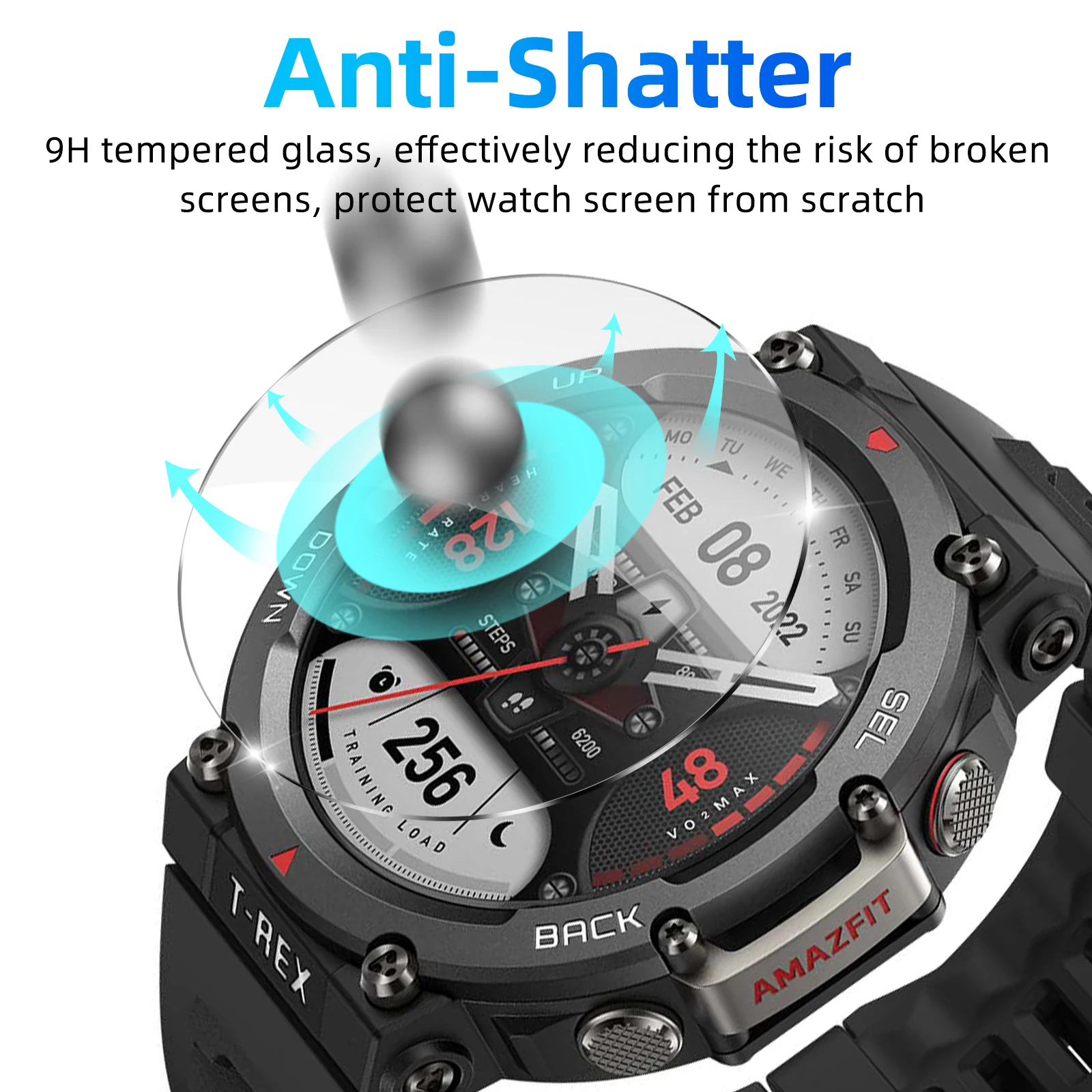 Glass+Case for Amazfit T-Rex 2 Screen Protector Tempered Glass Film & TPU Soft Protective Bumper T Rex 2 Rex2 Cover Accessories