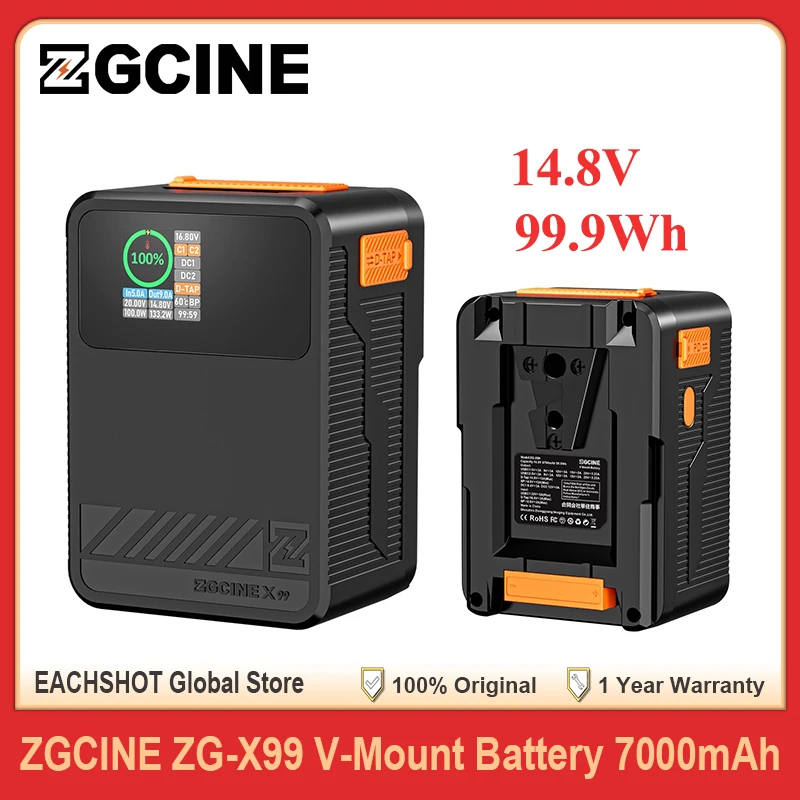 ZGCINE X99 V Mount Battery 14.8V 99.9Wh Power Bank V Lock V Shape Battery PD Fast Charging for DSLR Camera Camcorder Monitor