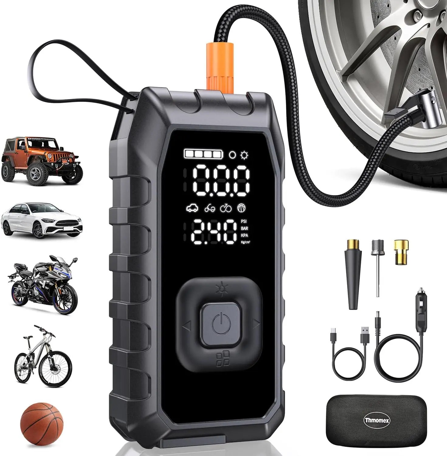 Tire Inflator Portable Air Compressor, 2X Faster Inflation Cordless Air Compressor, 20000mAh & 180PSI & Dual Cylinder, Electric