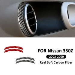 For Nissan 350Z 2003-2009 Soft Carbon Fiber 2PCS Car Air Conditioning Outlet Vent Frame Decoration Sticker Auto Accessories