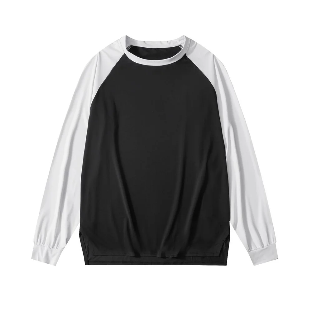 Fashionable Casual Wear For Men Men Casual Tops Black Color Block Pullover Spring Autumn Season Machine Washable