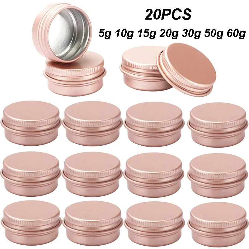 

20Pcs Cosmetic Containers Rosegold Aluminum Cans To Fill Cream Candle Jar Tin Box Refillable Bottles Lip Balm Packaging Travel