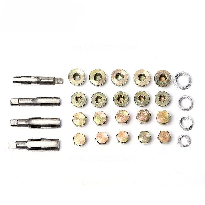 

64 шт., набор для ремонта резьбы масляного поддона, картер, коробка передач, сливная пробка, набор инструментов, инструменты для ремонта автомобиля