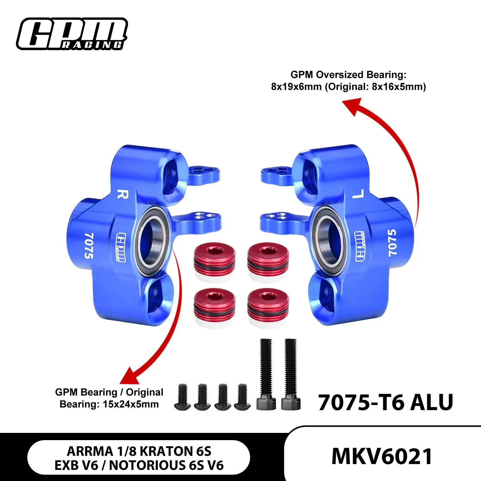 

Алюминиевый передний рулевой блок GPM 7075 для ARRMA 1/8 Kraton 6S EXB Notorious V6 ARA-1507