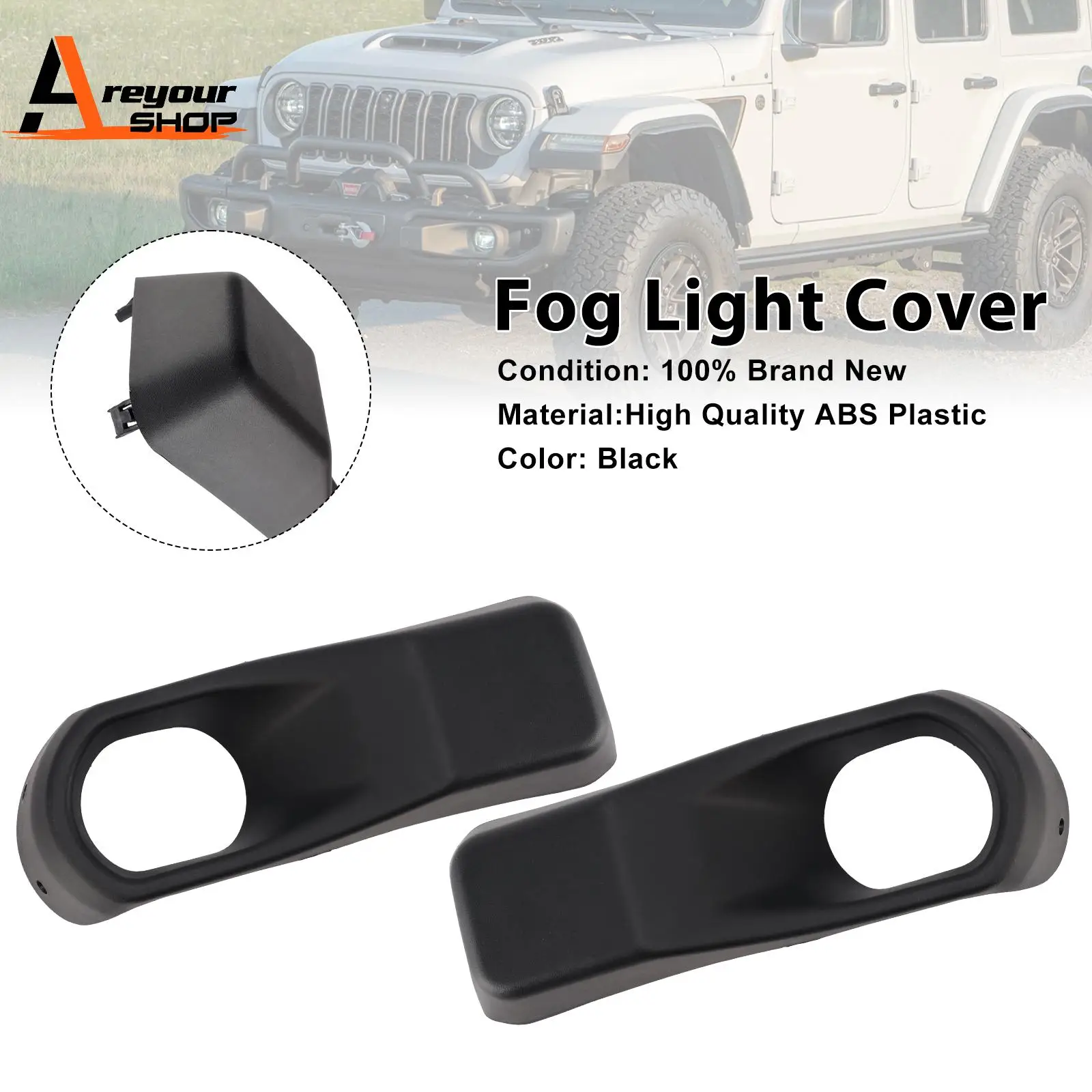 

Pair Fog Light Bezel Trim for Jeep Wrangler JL Gladiator 2018 2019 2020 2021 2022 2023 2024 2025 68295558AA