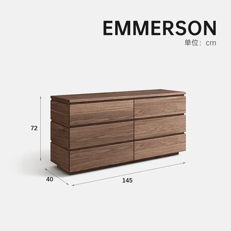 Italian Minimalist Bedroom Walnut Six-Drawer Cabinet Simple Storage Drawer Cabinet Partition Hallway Cabinet