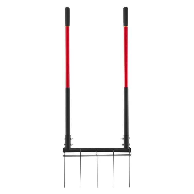 5-Tine Broadfork Ergonomic U Shape Dual Fiberglass Handles Heavy Duty Garden Hand Tille