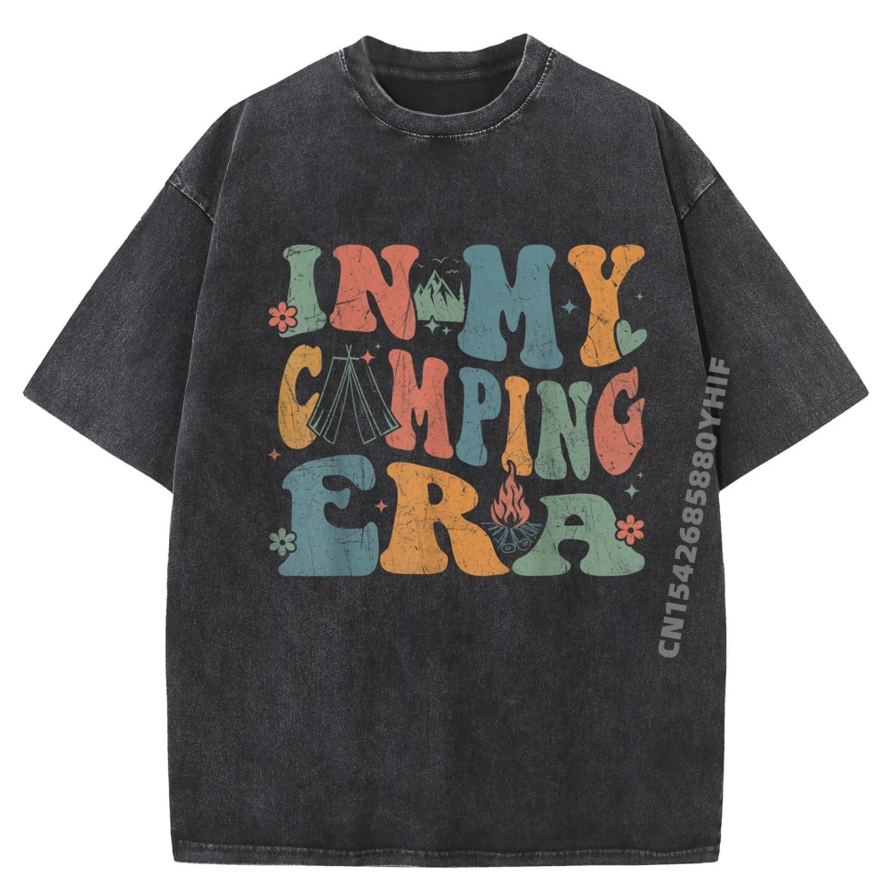 

Geek Camping In My Camping Era Printed T-shirt Women Tops & Tees Gift Idea Newest Luxury Designer Washed T-shirt For Men