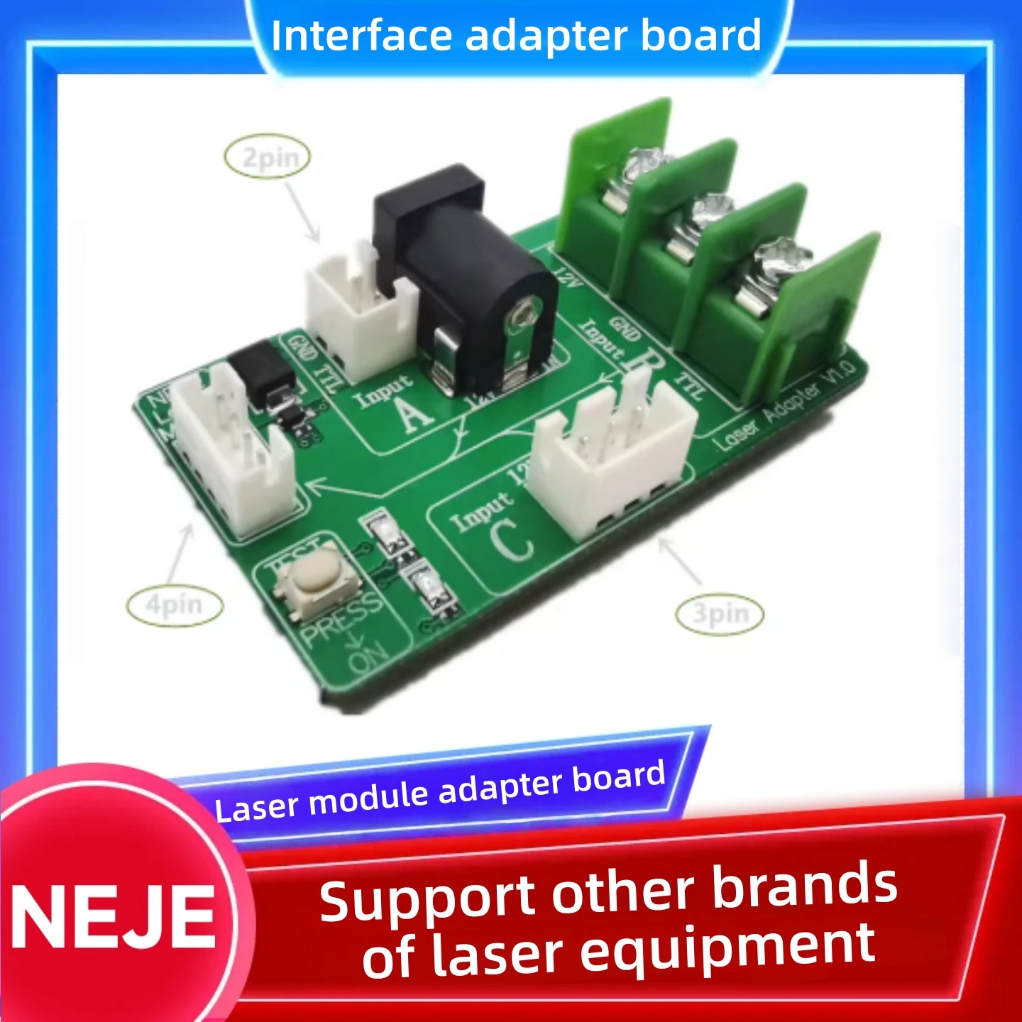 NEJE – outil de plaque d'adaptation d'interface universelle pour module laser, adapté à la machine à graver, interface à 2 broches, 3 broches et 4 broches