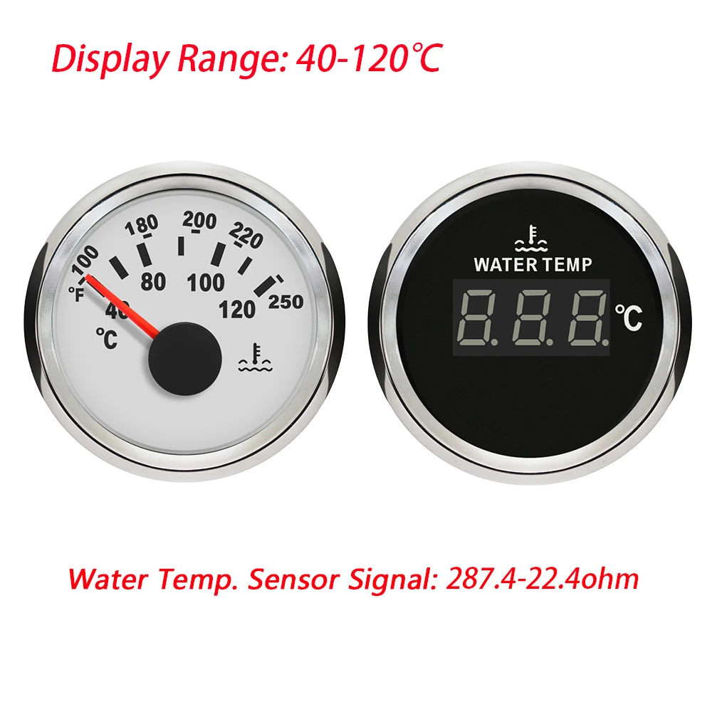 Rhaxel 52mm 2'' Digital Water Temp Gauge Temperature Meter 40-120℃ Degree 52mm 9-32V With Red Backlight for SUV Car Boats - view 6