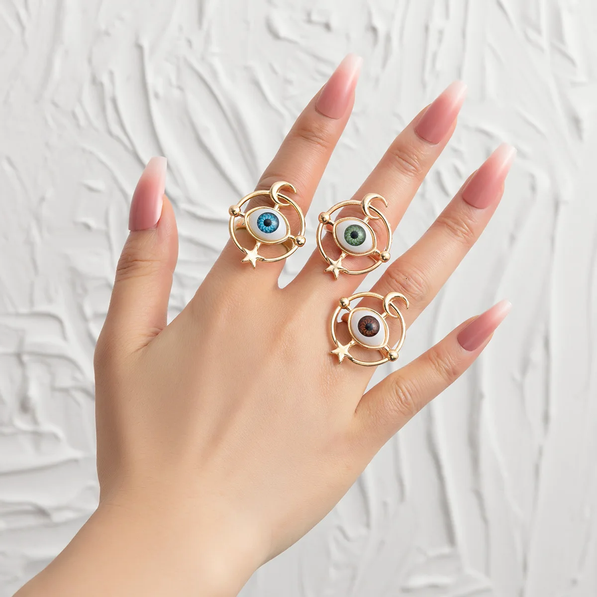 Evil Eye-女性用合金リングセット,シンプルな個性,ファッショナブル,6個/セット