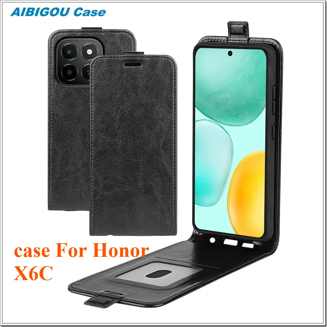 

For Honor X6C Flip Vertical Leather Case Retro Skin Holder Card Holder Book Protect Full Cover For Huawei Honor X6C Phone Bags
